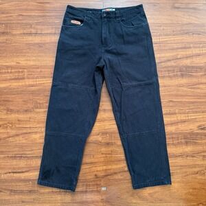 Empyre Relax Jeans Mens Sz 33x28 Washed Black Double Knee Y2K Skater